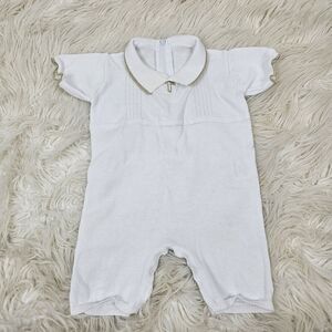 Hapiu 100% Cotton Christening Outfit Jon Jon Zip Back Romper Size 3M Cross